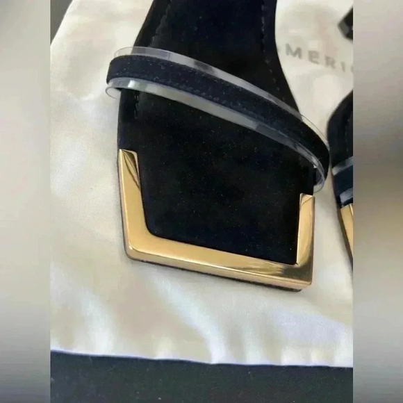 GOOD AMERICAN  The Standout Square Toe Sandal Suede Black Size 10 1/2 - Picture 5 of 9